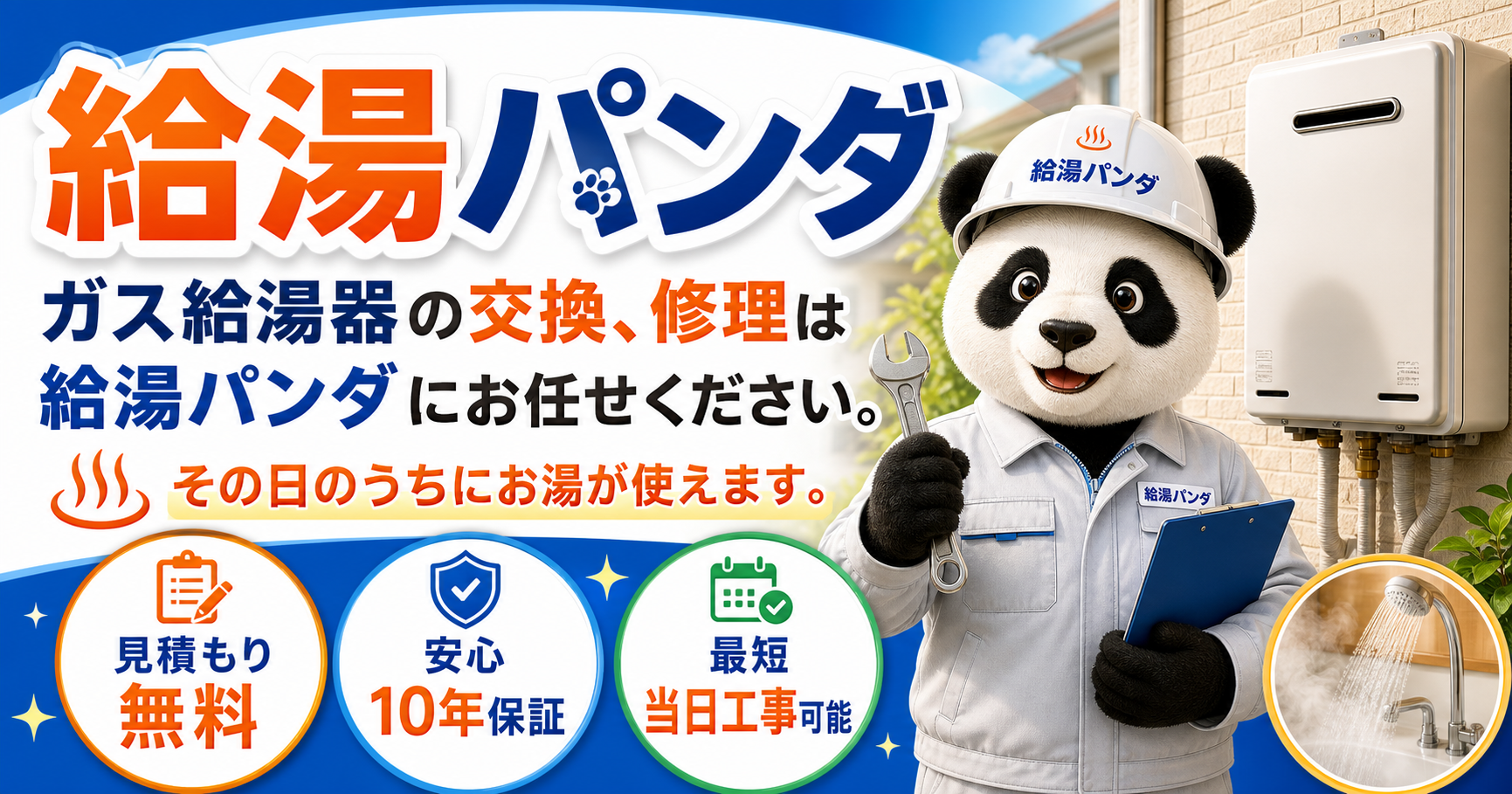 給湯パンダ｜ガス給湯器の交換・修理。見積もり無料／安心10年保証／最短当日工事可能